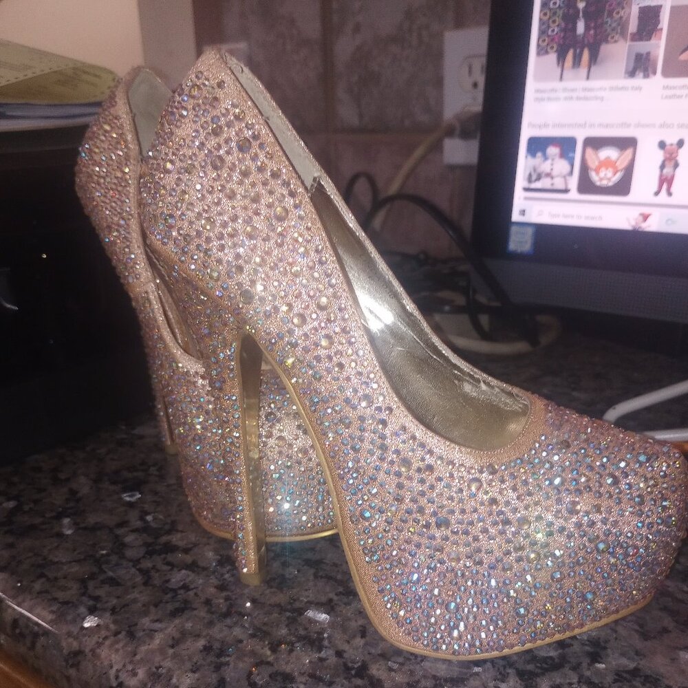 Mascotte Gold Rhinestone Stiletto Platform - Picture 4 of 5